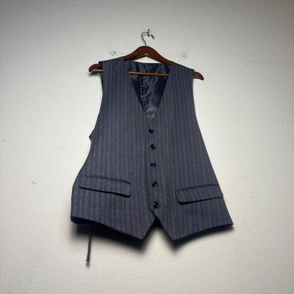 Apollo King Grey Blazer Coat Jacket Vest 2 Piece Suit Men Formal 42L Pinstripe - Picture 3 of 16